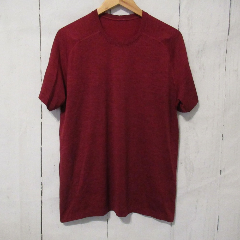 Lululemon Shirt L Mens Metal Vent Tech Burgundy Short Sleeve